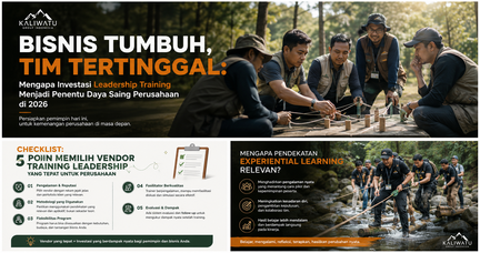 Tim manajerial perusahaan mengikuti program leadership training berbasis experiential learning dari Kaliwatu Group